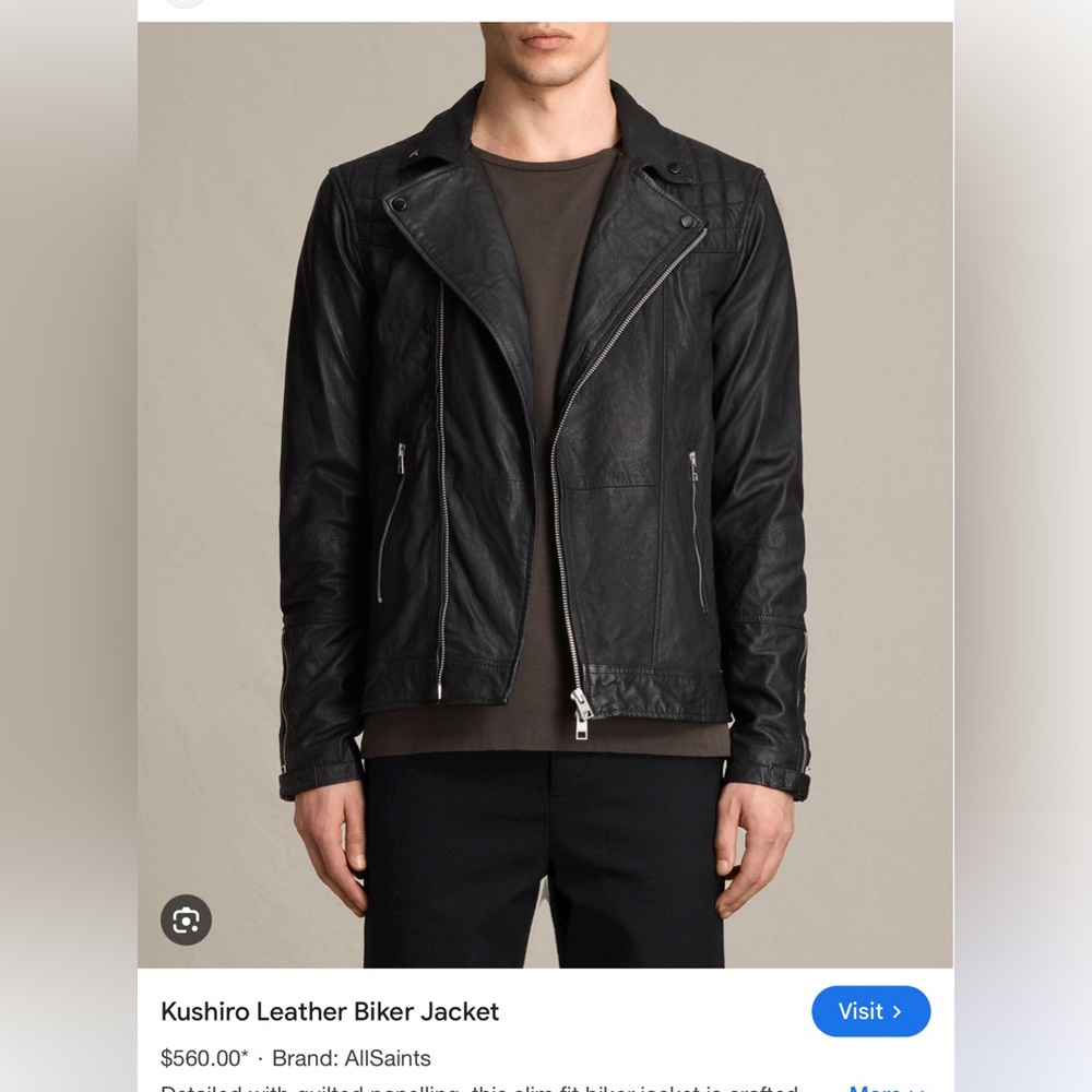 All saints kushiro leather bike jacket XL